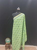 Bright Green Mulmul Zari Cotton Saree