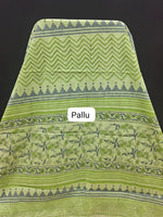 Bright Green Mulmul Zari Cotton Saree Pallu