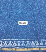 Indigo Blue Mulmul Zari Cotton Saree Blouse