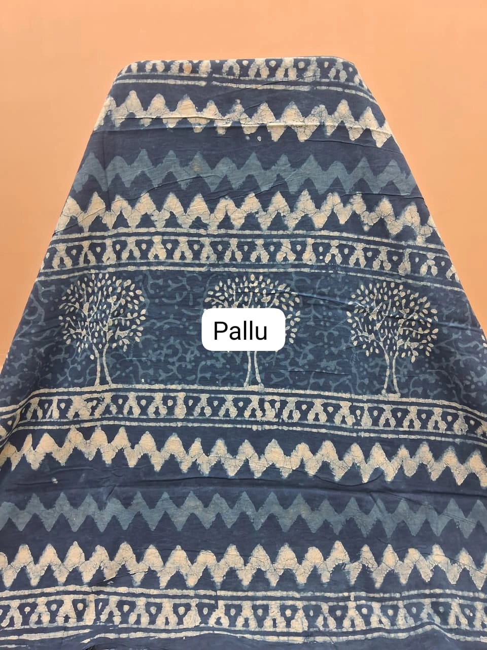 Indigo Blue Mulmul Zari Cotton Saree Pallu