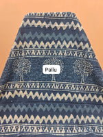 Indigo Blue Mulmul Zari Cotton Saree Pallu