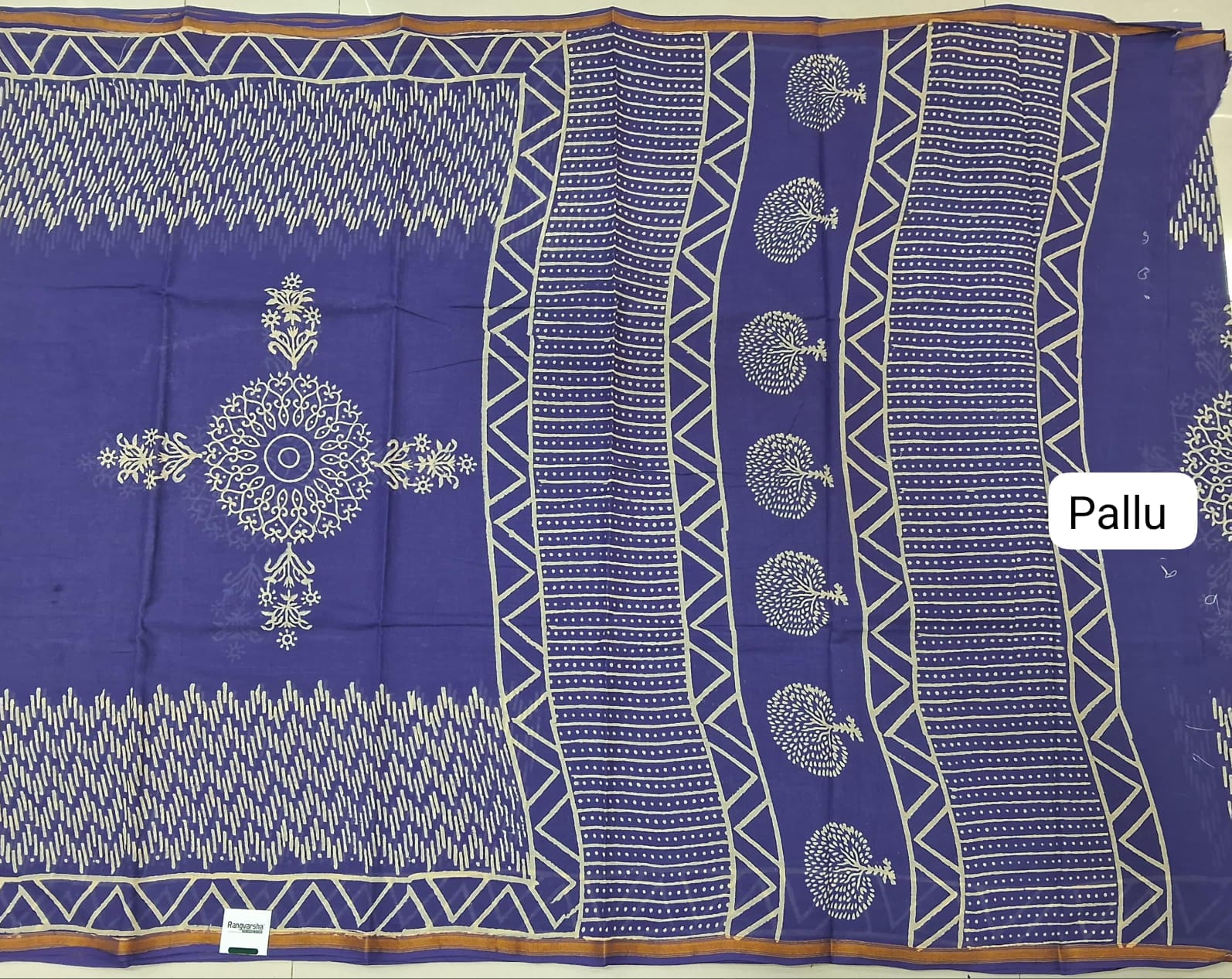 Blue Mulmul Zari Cotton Saree Pallu