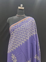 Royal Purple and Beige Mulmul Zari Cotton Saree 1