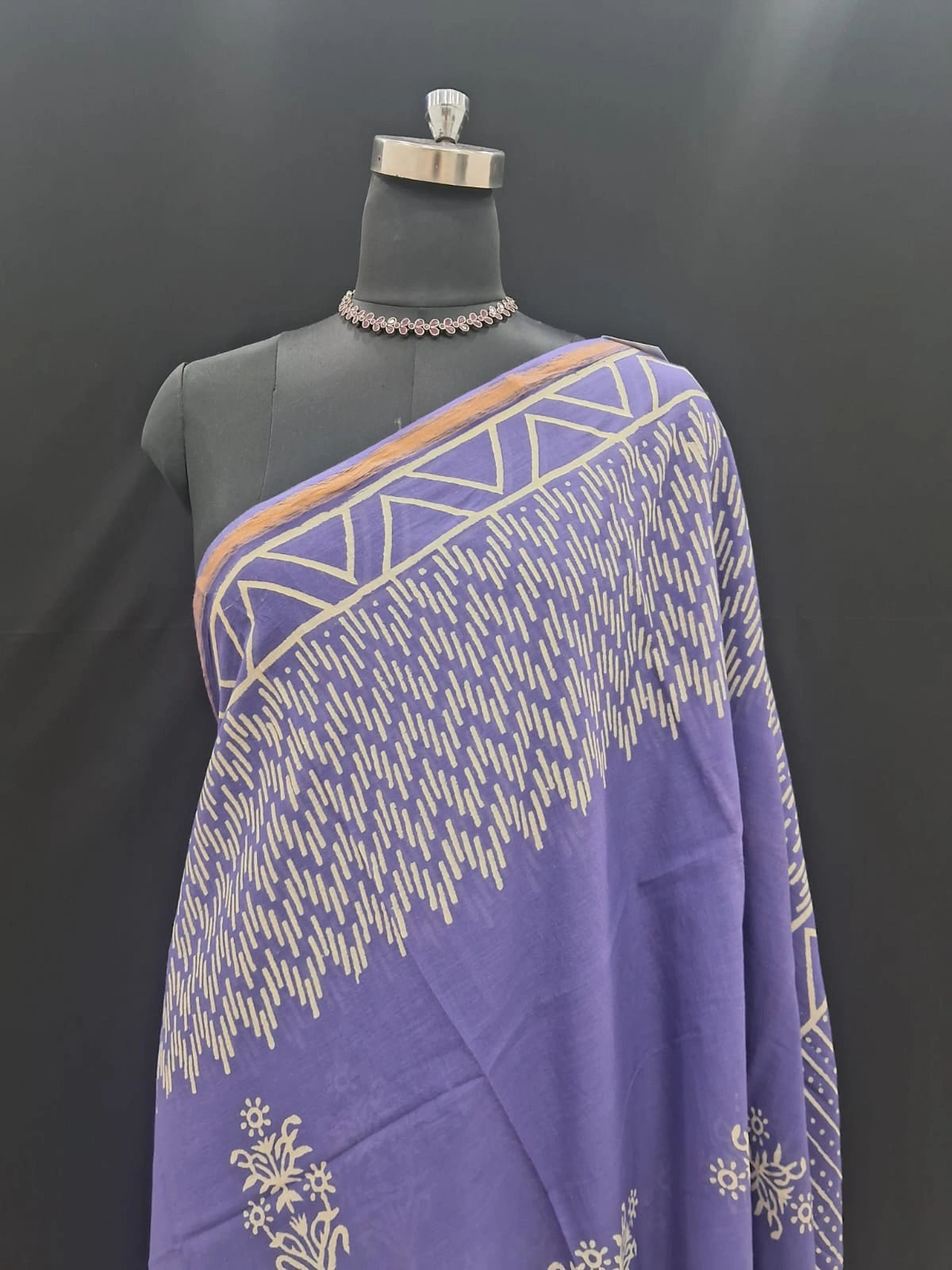 Royal Purple and Beige Mulmul Zari Cotton Saree 1