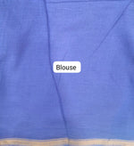 Royal Purple and Beige Mulmul Zari Cotton Saree Blouse