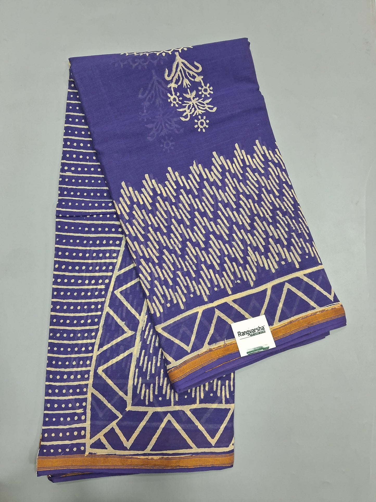 Blue Mulmul Zari Cotton Saree