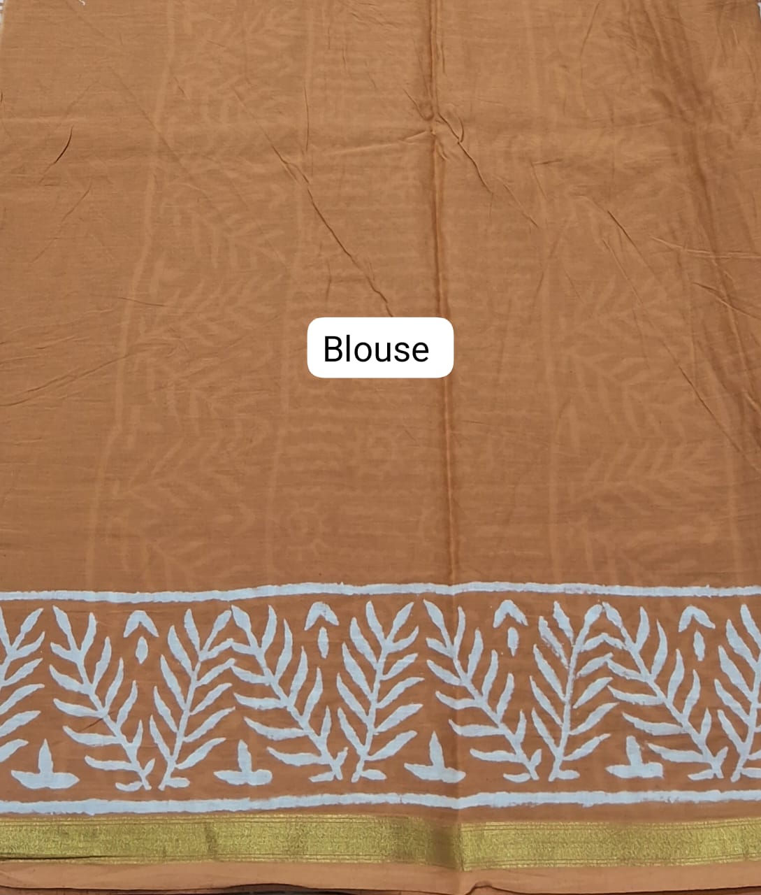 Brown Mulmul Zari Cotton Saree blouse