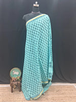 Elegant aqua blue Mulmul Zari Cotton Saree 