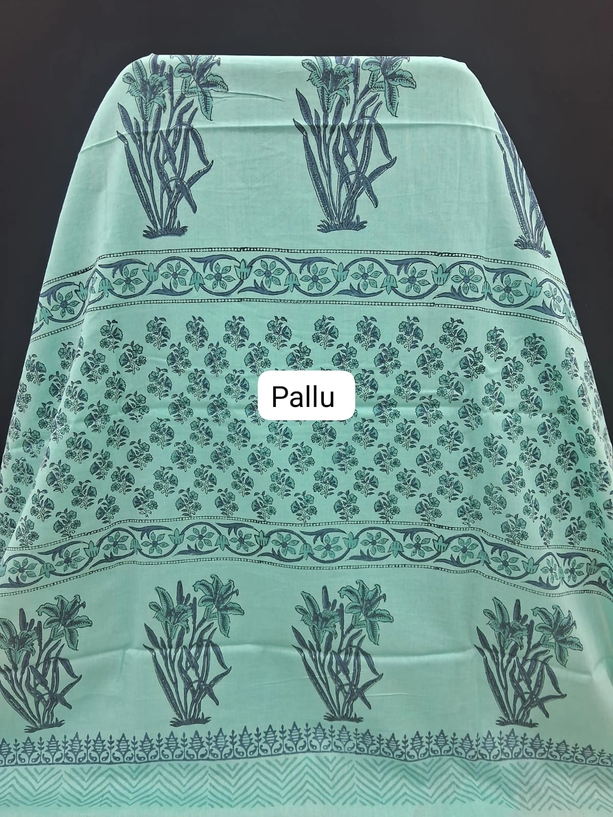 Elegant aqua blue Mulmul Zari Cotton Saree Pallu