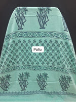 Elegant aqua blue Mulmul Zari Cotton Saree Pallu