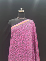 Pink Floral Block Print Mulmul Zari Cotton Saree 1