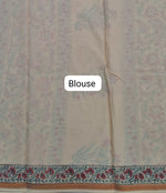 Beige Mulmul Zari Cotton Saree Blouse