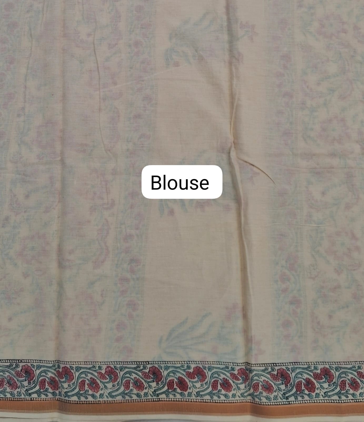 Beige Mulmul Zari Cotton Saree Blouse