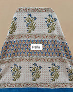 Caribbean Blue Mulmul Zari Cotton Saree Pallu