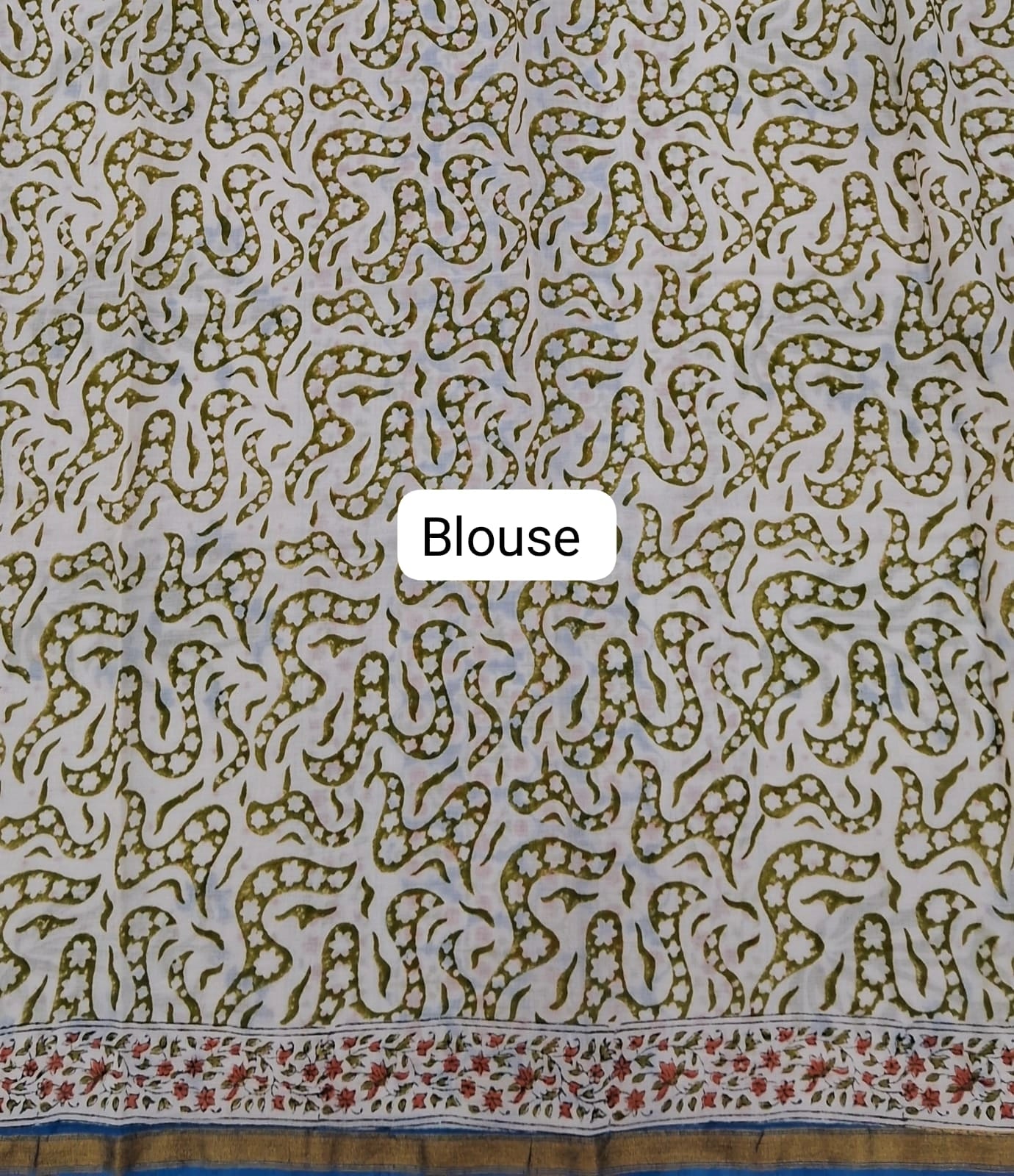 Caribbean Blue Mulmul Zari Cotton Saree Blouse