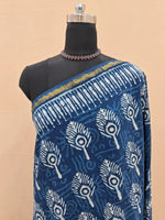 Indigo Blue & Ivory Mulmul Zari Cotton Saree 1