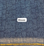 Indigo Blue & Ivory Mulmul Zari Cotton Saree Blouse