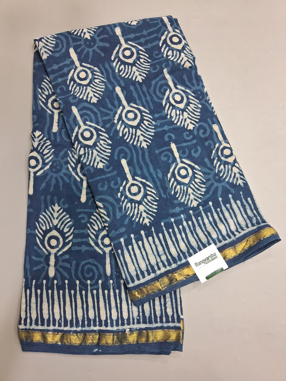 Blue Mulmul Cotton Saree 