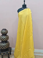 Mango Yellow Plain Mulmul Zari cotton saree 