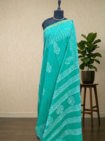 Rama green mulmul zari cotton saree