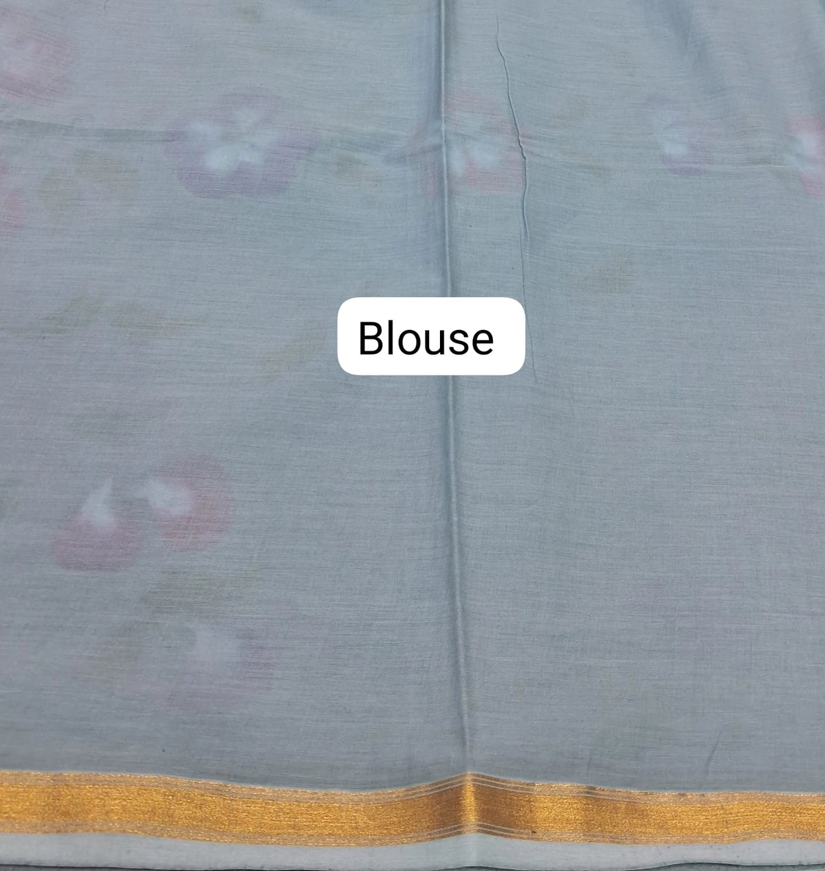 Metal grey mulmul zari cotton saree blouse