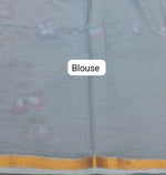 Metal grey mulmul zari cotton saree blouse