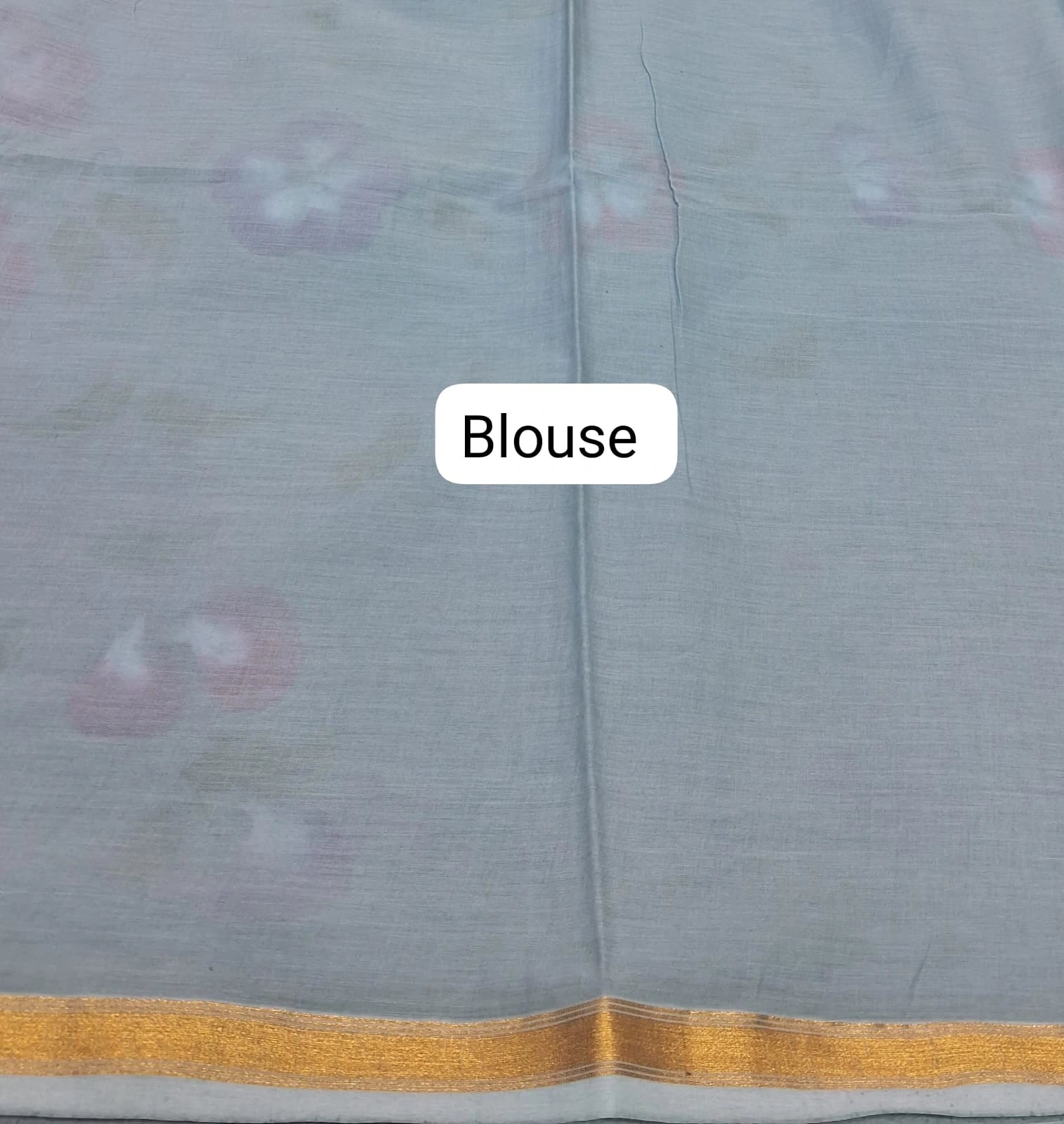 Metal grey mulmul zari cotton saree blouse
