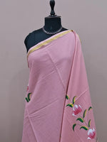Light peach mulmul zari cotton saree 1