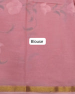 Light peach mulmul zari cotton saree blouse