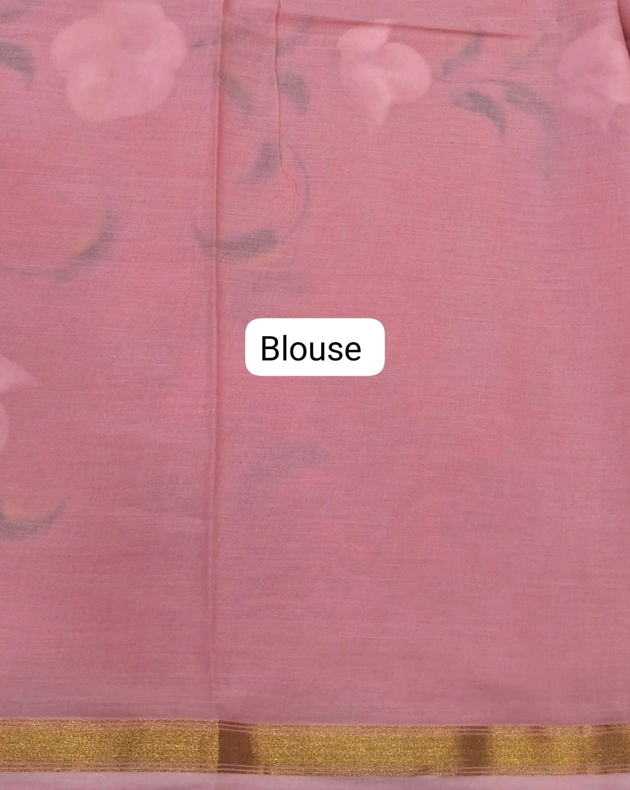Light peach mulmul zari cotton saree blouse
