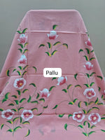 Light peach mulmul zari cotton saree pallu
