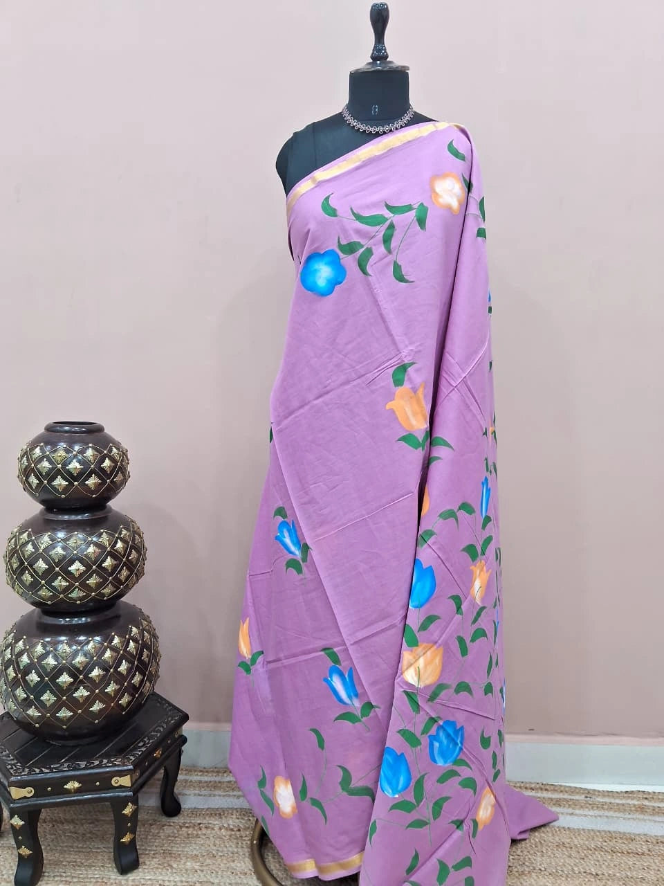 Raspberry Pink Mulmul Zari Cotton Saree 