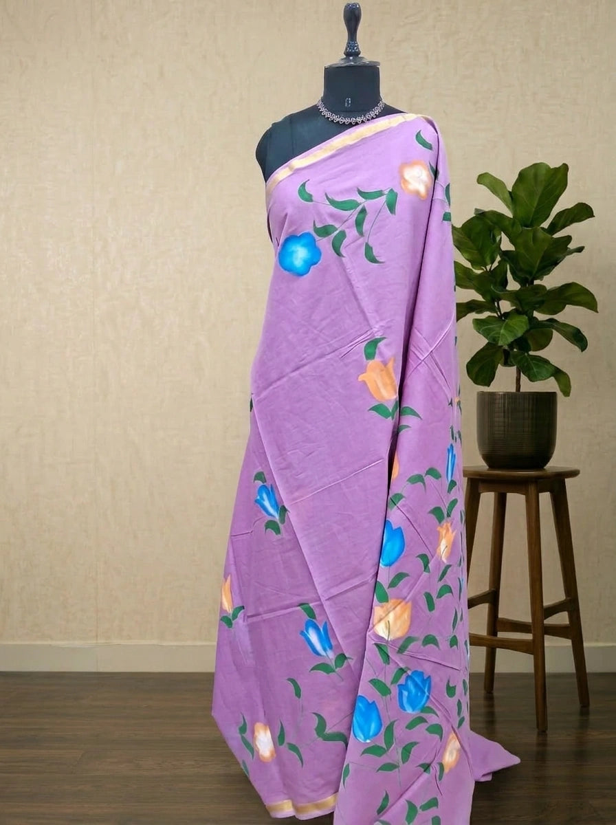 Raspberry Pink Mulmul Zari Cotton Saree