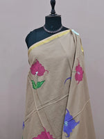 Beige Mulmul Zari Cotton Saree 1