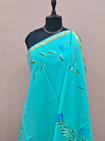 Sky Blue Mulmul Zari Cotton Saree 1