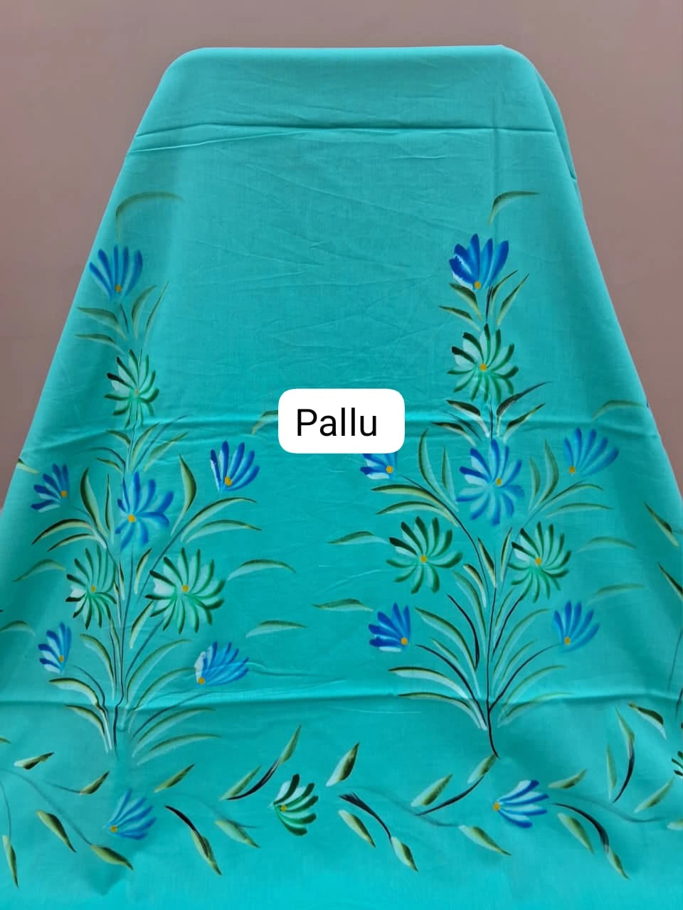 Sky Blue Mulmul Zari Cotton Saree pallu