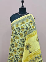 Light Yellow Mulmul Zari Cotton Saree 1
