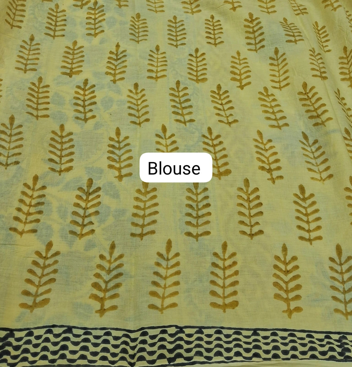Light Yellow Mulmul Zari Cotton Saree blouse