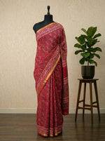 Red Mulmul Zari Cotton Saree