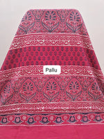 Red Mulmul Zari Cotton Saree pallu