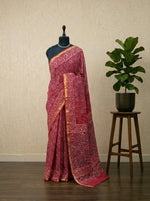 Pure Red Mulmul Zari Cotton Saree