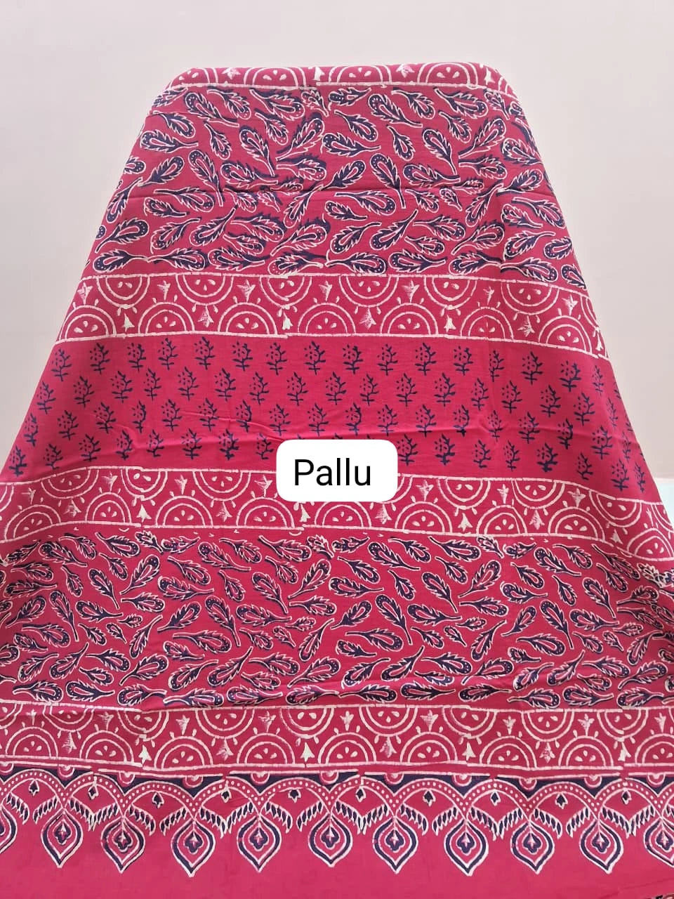 Pure Red Mulmul Zari Cotton Saree pallu