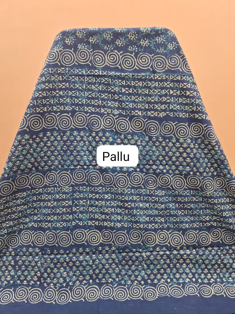 Indigo Blue Mulmul Zari Cotton Saree pallu