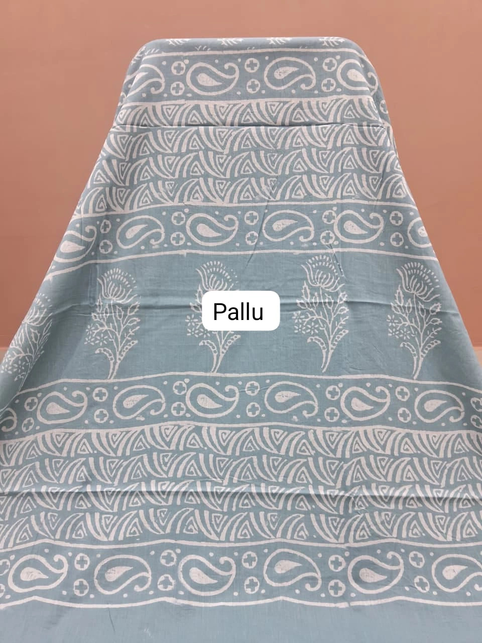 Baby Blue Mulmul Zari Cotton Saree pallu