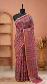 Maroon Mulmul Zari Cotton Saree 