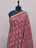 Maroon Mulmul Zari Cotton Saree 1