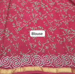 Maroon Mulmul Zari Cotton Saree blouse