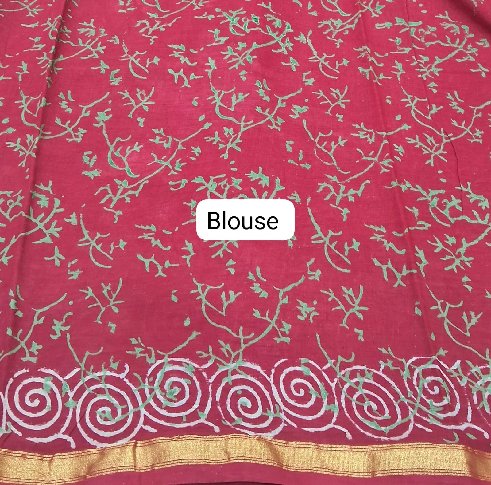 Maroon Mulmul Zari Cotton Saree blouse