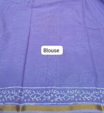 Lavender Mulmul Zari Cotton Saree blouse