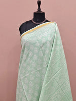 Mint Green Mulmul Zari Cotton Saree 1